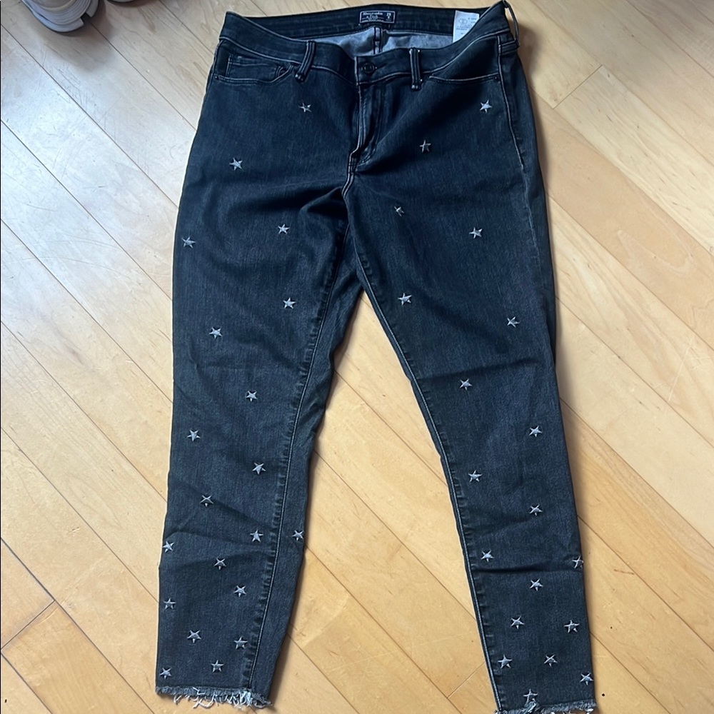 Women's Black Star Embroidered Jeans